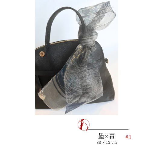 Silk Organdy ✴︎Short Scarf《Ink x Blue》